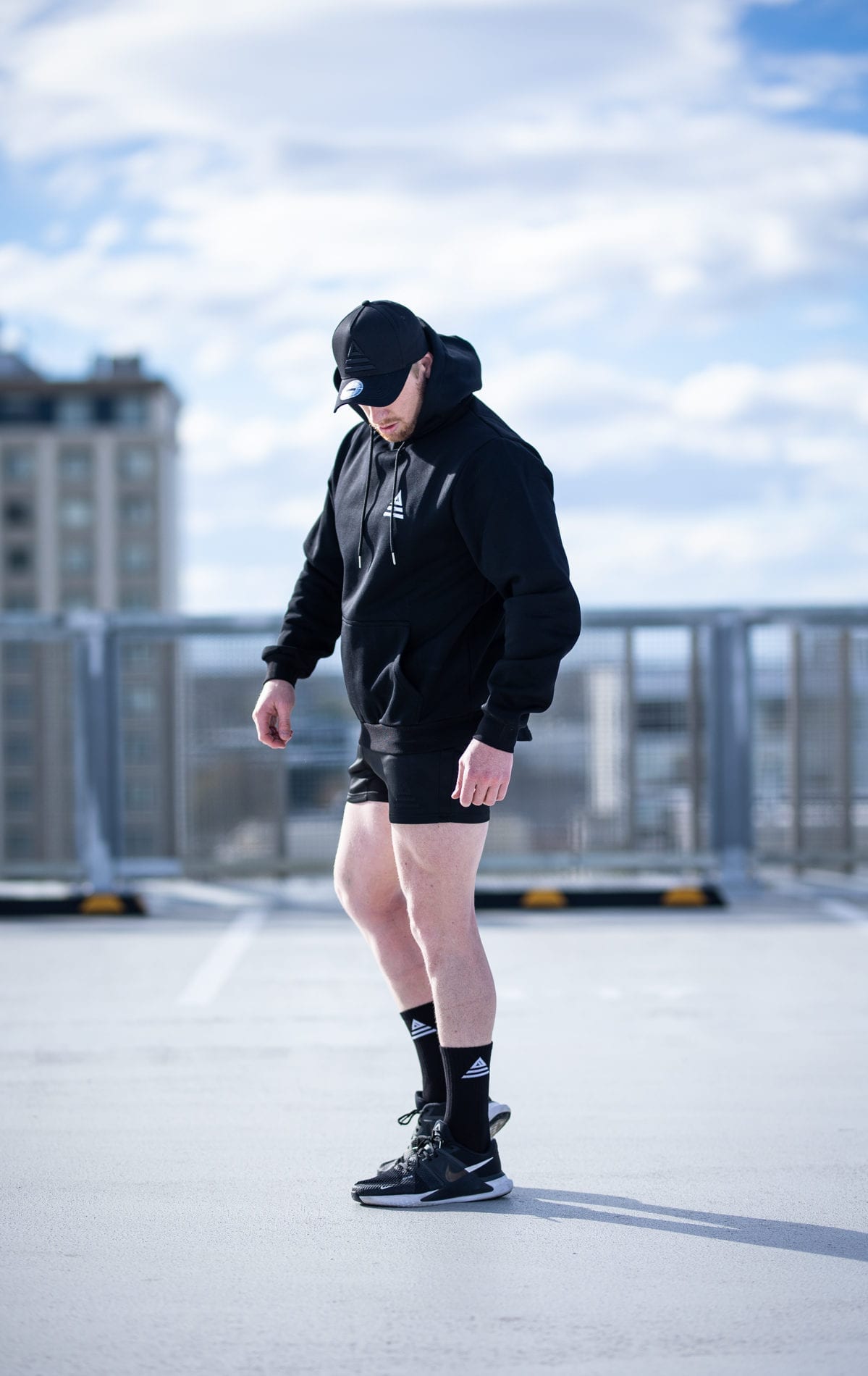 Infinity line - Mens Black Pullover Hoodie EFA design